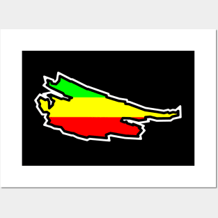 Saturna Island Silhouette in Rastafarian Flag Colours -  Rasta Pattern - Saturna Island Posters and Art